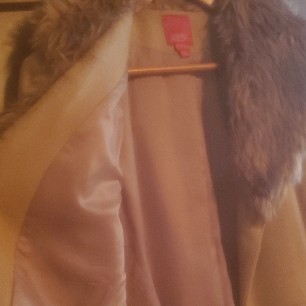Esprit Tan Teddy Jacket with Faux Fur - Picture 4 of 8